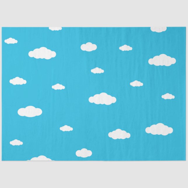 Papier Mousseline Nuages blancs sur ciel bleu clair (Recto)