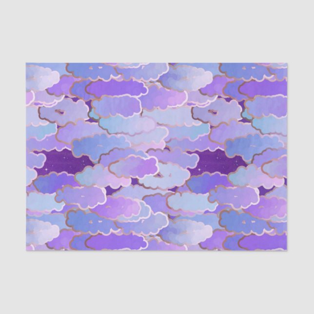 Papier Mousseline Nuages japonais, crépuscule, violette et Deep (Recto)