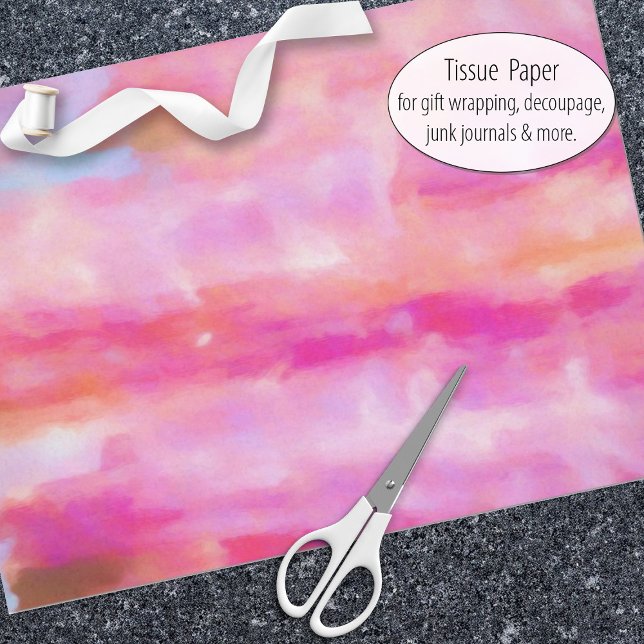Papier Mousseline Nuances d'aquarelle rose peinture d'art abstrait (Tissue paper for gift wrap and decoupage)