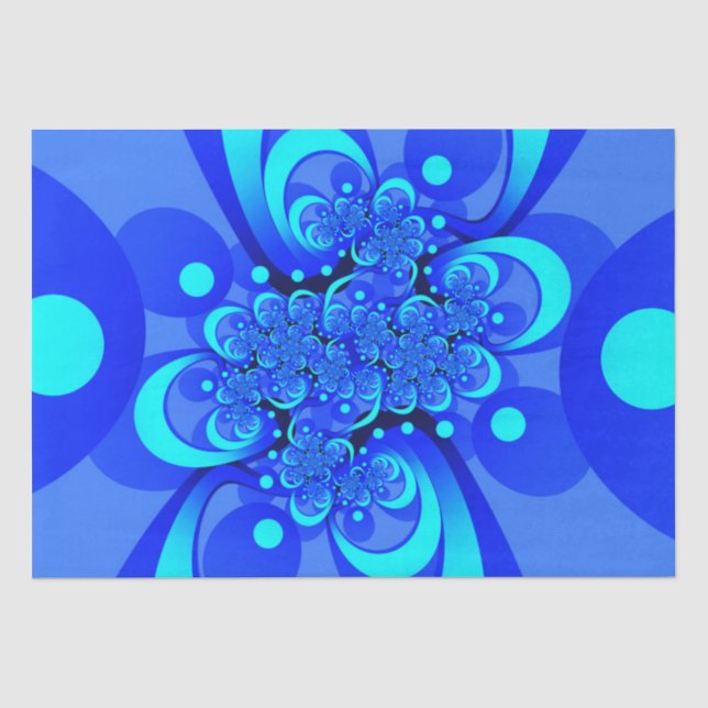 Papier Mousseline Nuances de bleu Art fractal abstrait moderne (Recto)