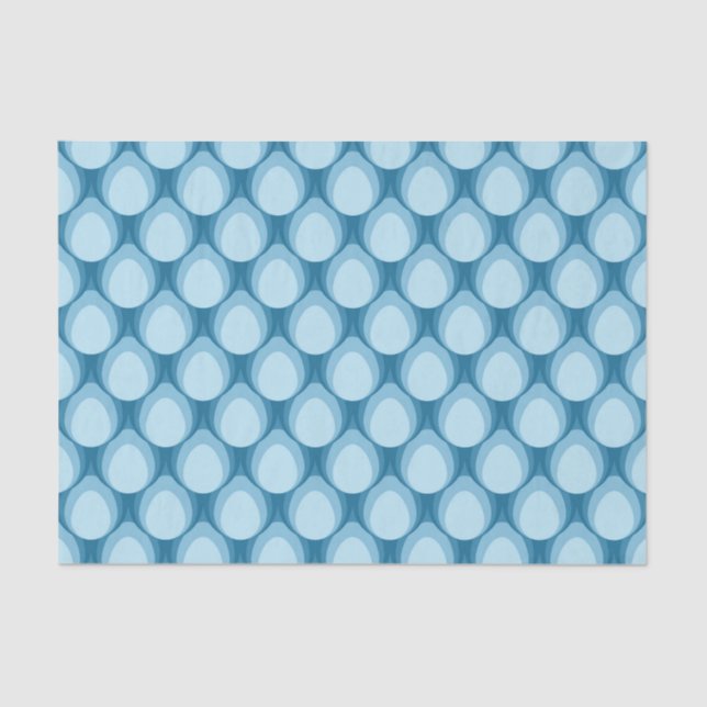 Papier Mousseline Nuances de motif géométrique de larme bleue (Recto)