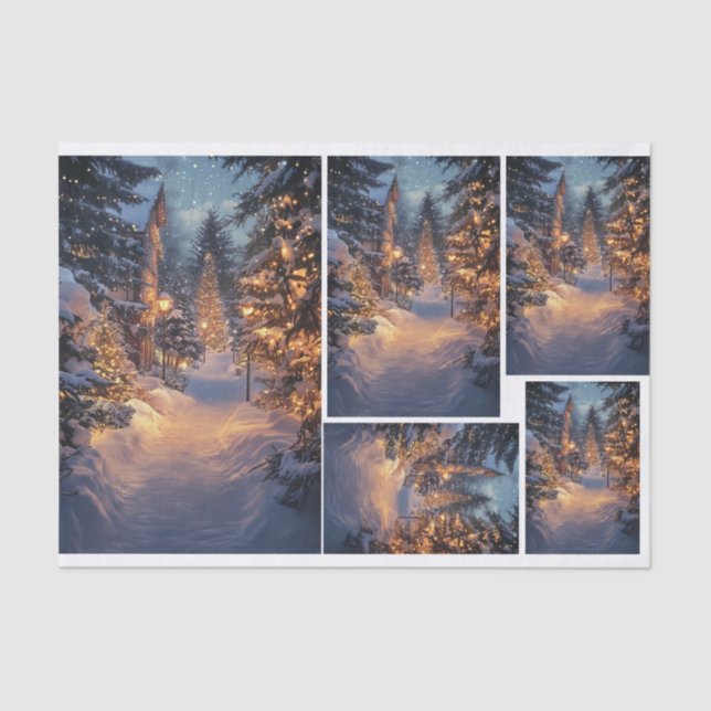 Papier Mousseline Nuit de neige en ville (Recto)