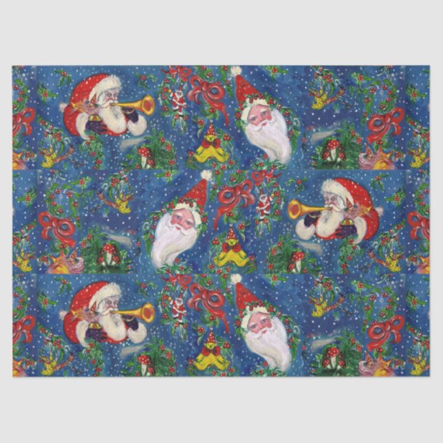 PAPIER MOUSSELINE NUIT DE NOËL MUSICALE, SANTA CLAUS, JOUETS, RIBBON (Recto)