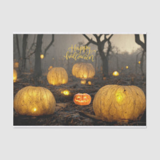 Papier Mousseline Nuit d'Halloween éffrayante et Citrouilles dans la