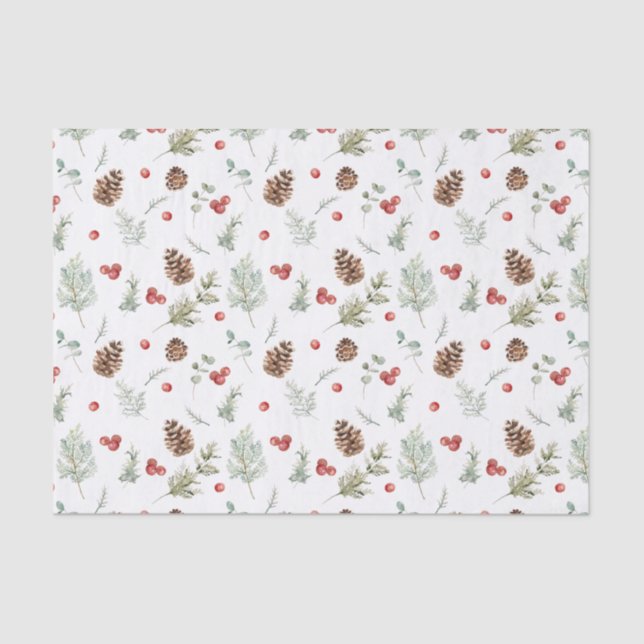 Papier Mousseline Nuit d'hiver simple Berry Pine (Recto)