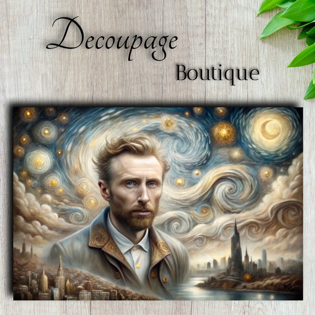 Papier Mousseline Nuit étoilée À New York Découpage (Starry Night in New York Decoupage Tissue Paper By Decoupage Boutique)