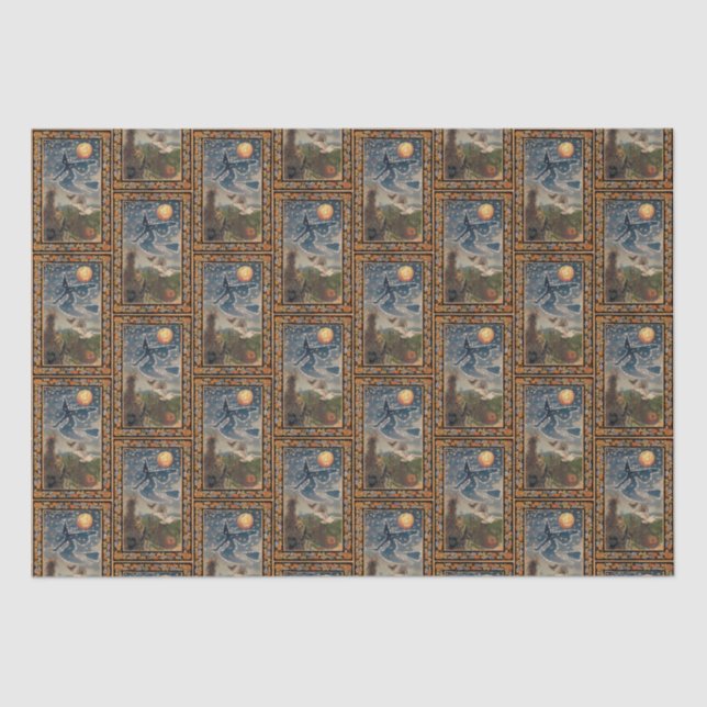 Papier Mousseline Nuit étoilée avec bordure d'automne Halloween (Recto)