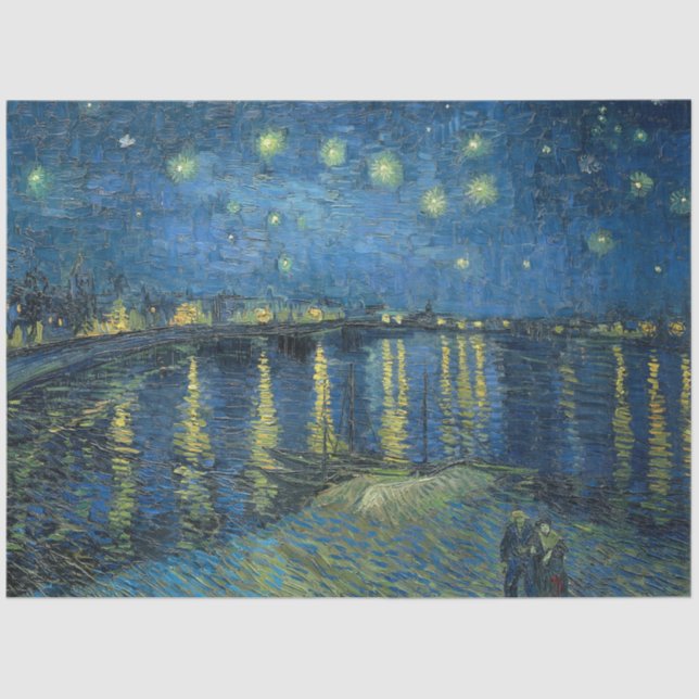 Papier Mousseline Nuit étoilée sur le Rhône (par van Gogh) (Recto)