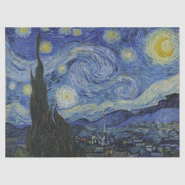 Papier Mousseline Nuit étoilée, Vincent Van Gogh (Recto)