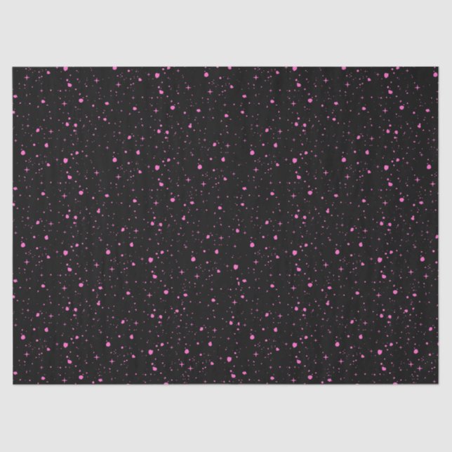 Papier Mousseline Nuit rose étoilée (Recto)