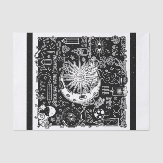 Papier Mousseline Numérologie chanceuse Manifestation Magie noir & b (Recto)