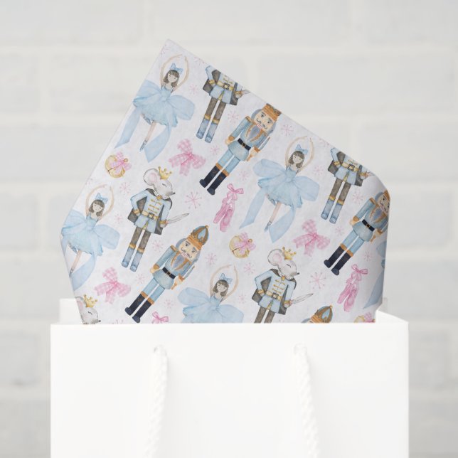 Papier Mousseline Nutcracker aquarelle Noël (Sac cadeau)