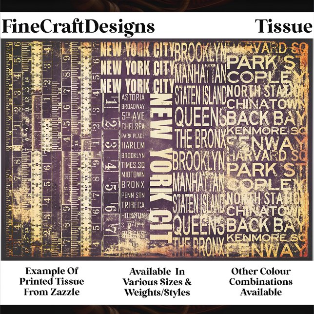 Papier Mousseline NYC Urban Typography Collage Panel FB3 Decoupage (Créateur téléchargé)