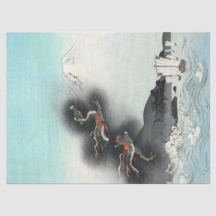Papier Mousseline Ocean Dragon Rising to Mt. Fuji HOKUSAI Ukiyo-e