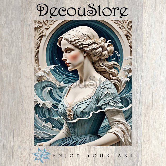Papier Mousseline Ocean Muse – Liberty Style Sea Portrait Decoupage (Créateur téléchargé)