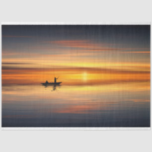 Papier Mousseline Ocean Sunset Bateau de pêche Découpage Tissu Papie