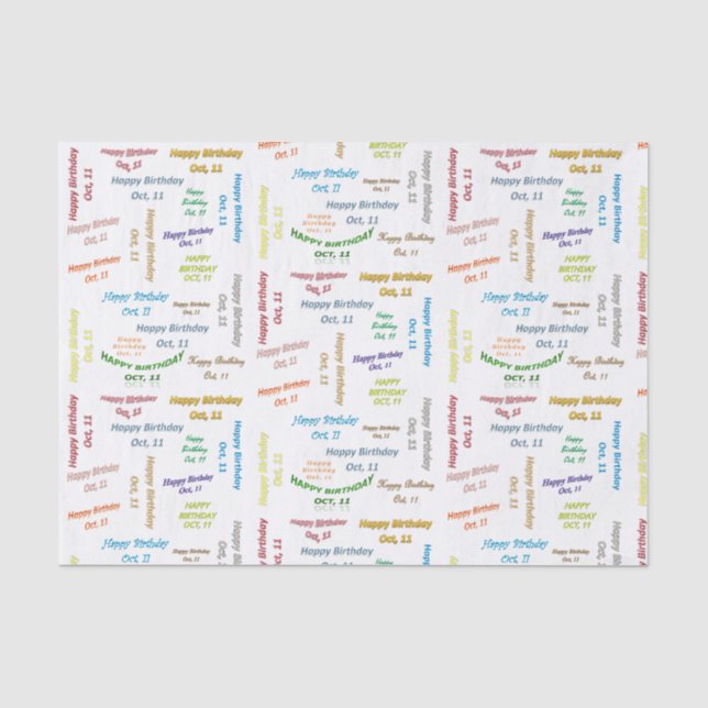 Papier Mousseline Octobre, 11 Anniversaire Tissue Paper (Recto)