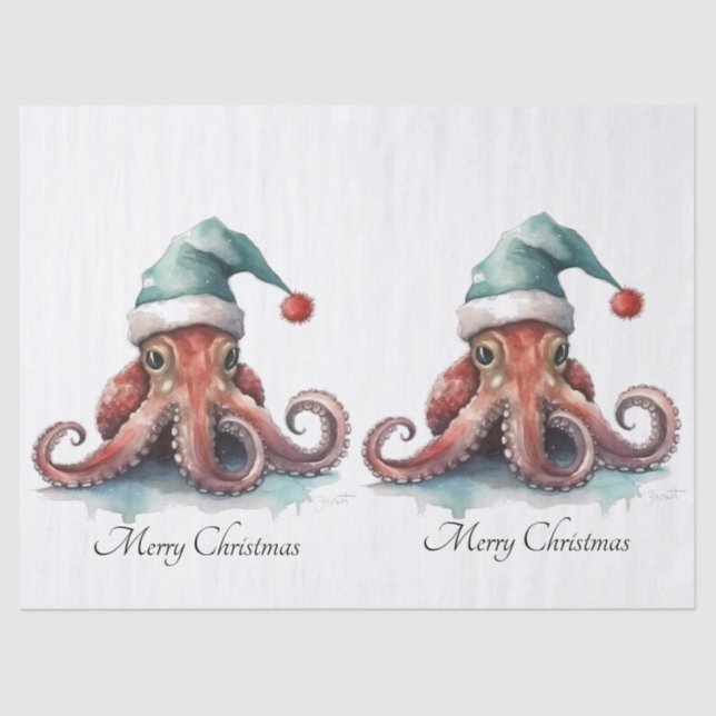 Papier Mousseline Octopus Christmas Joy, coutume (Recto)