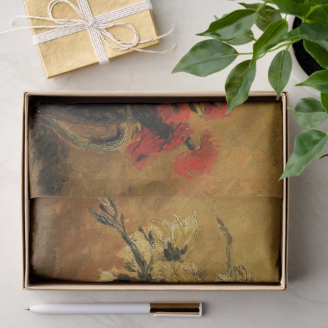 Papier Mousseline Œillets rouges et blancs par Vincent van Gogh (Cadeau)
