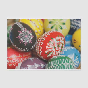 Papier Mousseline Oeufs de Pâques peints à la main colorés