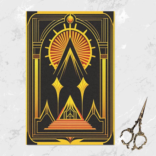 Papier Mousseline Oeuvre Art Déco Gold Red Black (Créateur téléchargé)