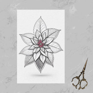 Papier Mousseline Oeuvre de dessin de la ligne rouge de Noël Poinset