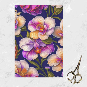 Papier Mousseline Oeuvre d'orchidées botaniques violettes