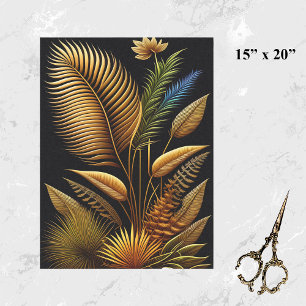 Papier Mousseline Oeuvre Tropical Gold Reeds