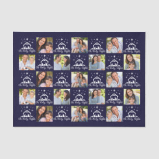 Papier Mousseline Oh Holy Nativité Marine Blue Family Photo