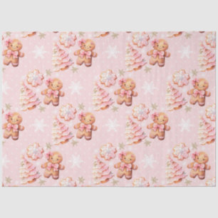 Papier Mousseline Oh quel plaisir homme en pain d'épice rose Noël