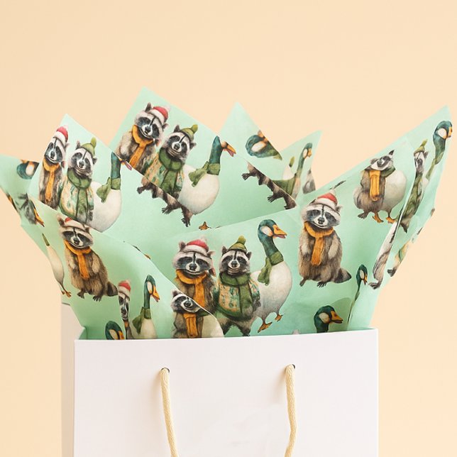 Papier Mousseline Oie de Noël Silly Goose Raton laveur sauvage (Créateur téléchargé)