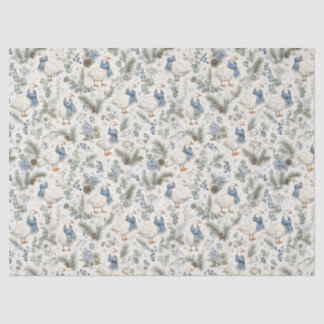 Papier Mousseline Oie d'hiver bleue aquarelle Noël vacances