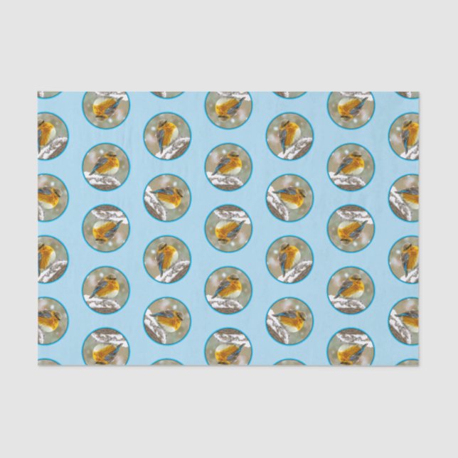 Papier Mousseline Oiseau bleu de l'Est dans l'orage de neige Photo o (Recto)