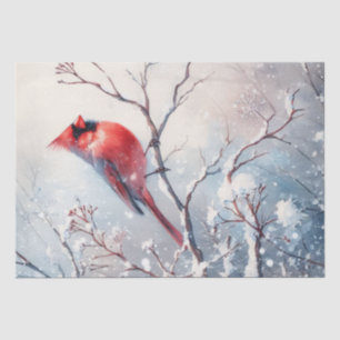 Papier Mousseline Oiseau cardinal rouge d'hiver