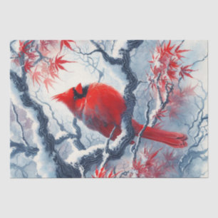 Papier Mousseline Oiseau cardinal rouge d'hiver