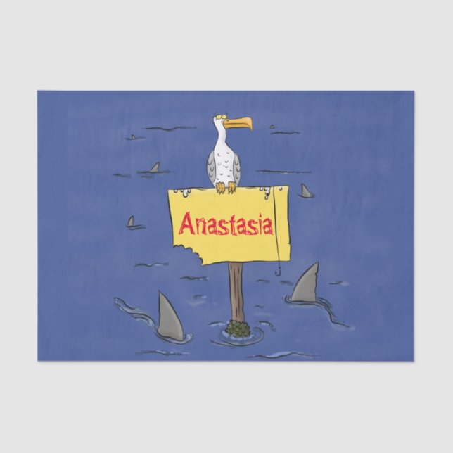 Papier Mousseline Oiseau de mer amusant entouré de dessins animés de (Recto)