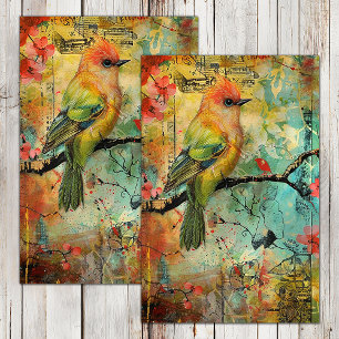 PAPIER MOUSSELINE OISEAU DÉCOUPAGE MIXTE ET COLORÉ