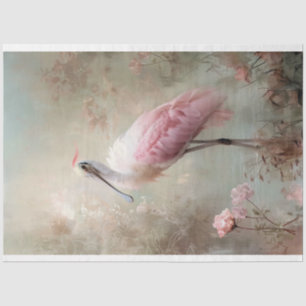 Papier Mousseline Oiseau éthéré, spatule, & scène du lac de lotus