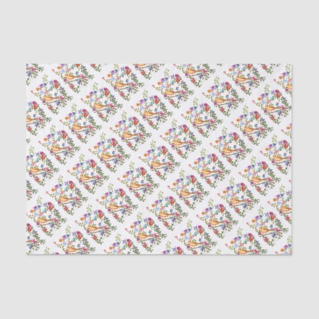 PAPIER MOUSSELINE OISEAU JAUNE EMPREINTE DE PATTE (Recto)