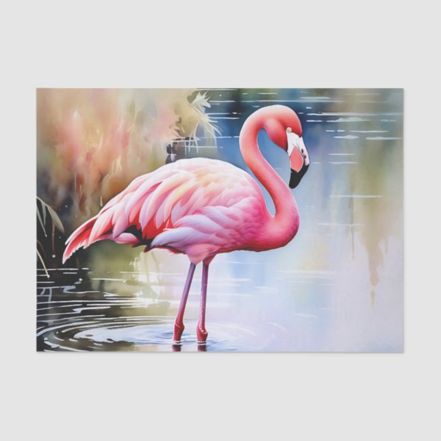 Papier Mousseline Oiseau rose Flamant rose (Recto)
