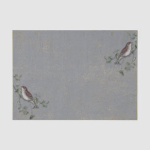 Papier Mousseline Oiseau vintage et branches