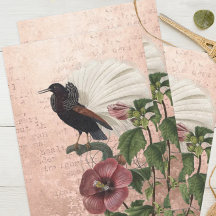 Oiseau vintage floral tropical