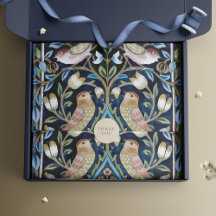 Oiseaux à l'aquarelle de William Morris Fleurs vin