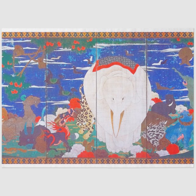 Papier Mousseline Oiseaux, animaux et Plantes floraux(droite)Jakuchu (Recto)