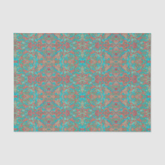 Papier Mousseline Oiseaux Arabesque Bohème Bohème Turquoise Rouge Ve