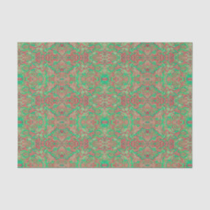 Papier Mousseline Oiseaux Arabesque Oriental Bohème Bohème Rouge Ver