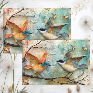 PAPIER MOUSSELINE OISEAUX COLORÉS MIXTE DECOUPAGE DÉCORATIF