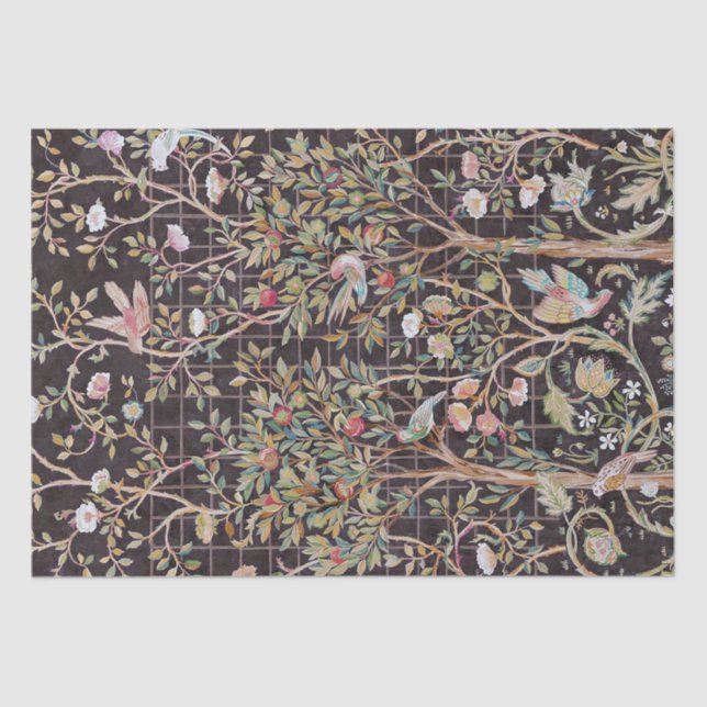 Papier Mousseline Oiseaux dans le Jardin des Fleurs, William Morris (Recto)