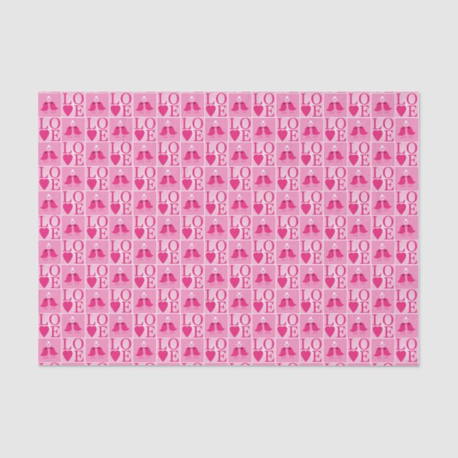 Papier Mousseline Oiseaux de l'amour à motif rose (Recto)