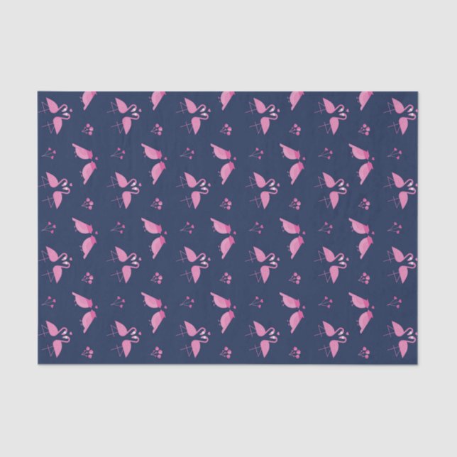 Papier Mousseline Oiseaux de l'amour motif flamant rose Saint-Valent (Recto)